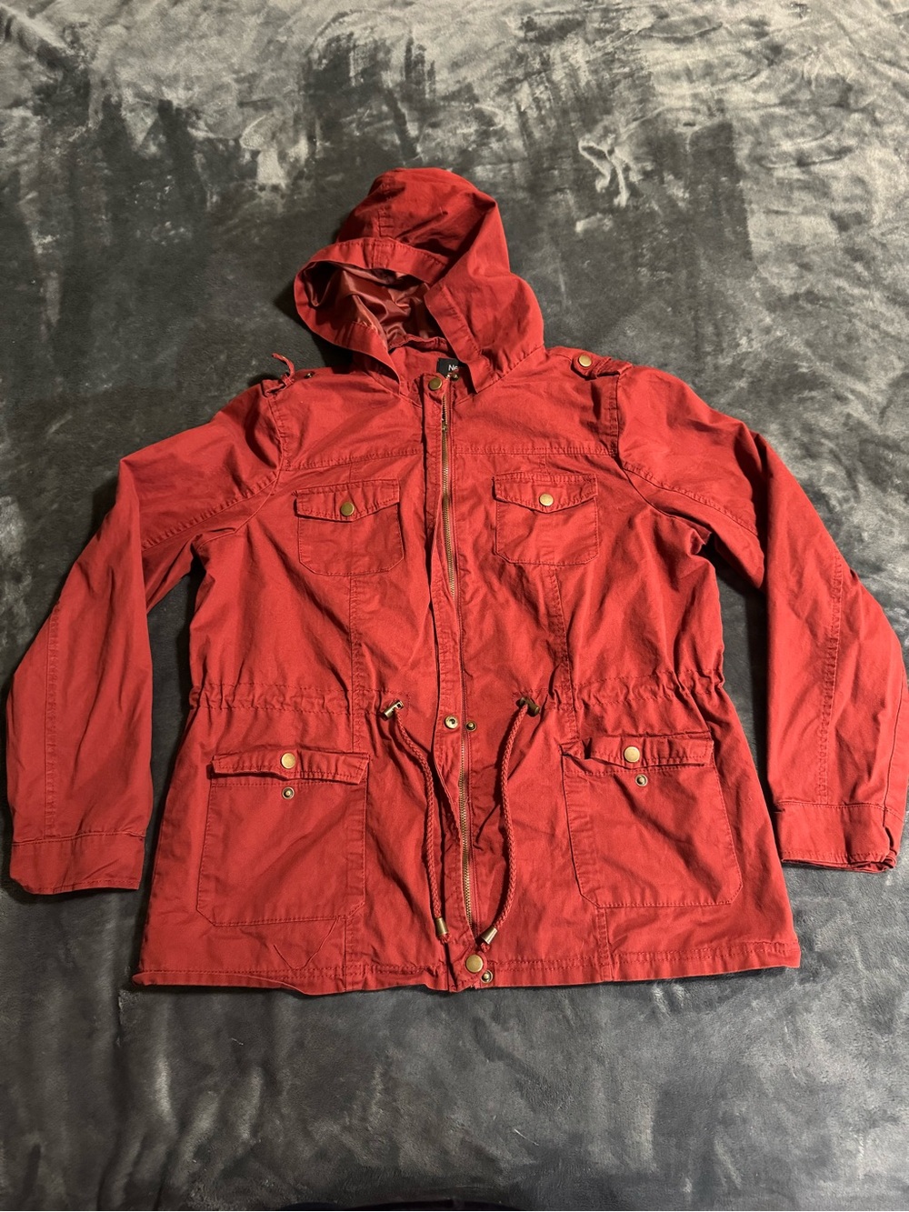 New Look Rust Orange Hooded Utility Jacket 100% Cotton Shell Women XlArge